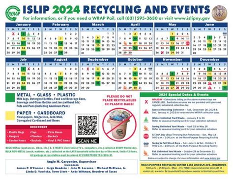 This comprehensive calendar is designed to help residents effectively manage their waste and contribute to a greener, more sustainable community. With the Islip Recycling Calendar 2023, you can easily access important information about recycling collection dates, special events, and guidelines for proper waste disposal.